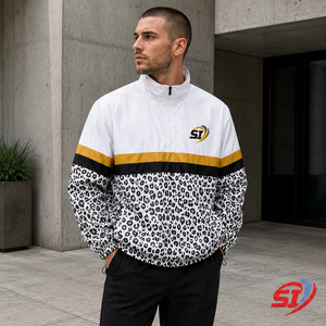 Custom Windbreaker <b>Jacket</b> <b>Half</b> <b>Zip</b> Leopard Print Team <b>Jacket</b> Custom Logo OEM ODM Wholesale Manufacturer - Product Image 6