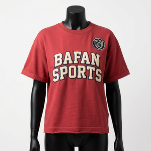 T-shirt de rugby pour femme, coton jersey premium 180 GSM, rouge uni, logo brodé personnalisé, t-shirt de rugby en coton pour femme - Product Image 6