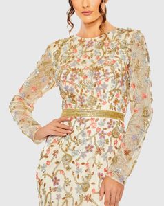 Robe de soirée longue en satin romantique drapé à paillettes pour femmes 2024 Col rond Maxi - Product Image 2