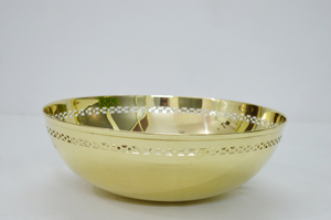 ชามทองเหลืองเคลือบเงาสุดหรูสำหรับใช้ในบ้านและบนโต๊ะอาหารชามเสิร์ฟป๊อปคอร์นทองแบบเจาะรูดีไซน์ไม่เหมือนใคร - Product Image 3