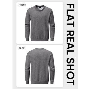 Men's Loose Fit Solid Colour Round Neck Sweatshirt With Long Sleeves Custom Factory Print Fabric Pullovers for Foreign Trade - Product Image 5