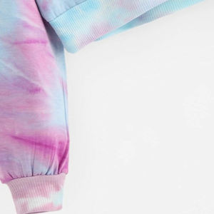 Tie Dye imprimé à capuche femmes automne hiver nouveau Design Street Style Tie Dye recadrée à capuche et survêtement ensemble pour les femmes - Product Image 2
