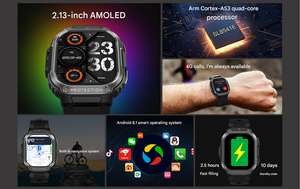 Écran AMOLED de 2,13 pouces, reconnaissance faciale, compatibilité réseau 4G complète, batterie de 1000 mAh, GPS intégré, montre connectée la plus vendue - Product Image 3