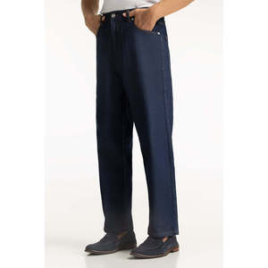 Jeans de Cintura Alta y Corte Recto en Azul Oscuro MN-JNS-WS24-019, Tela Vaquera Teñida Lisa, Ropa Urbana de Punto en Color Claro para Invierno - Product Image 1