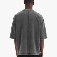 T-shirts en coton vintage lavés surdimensionnés pour hommes, design personnalisé, uni, poids lourd, unisexe
