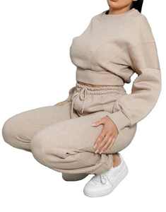 2025 coton survêtement coupe régulière à manches longues vêtements de course décontractés respirant séchage rapide solide motif hiver saison court XL ensembles - Product Image 2