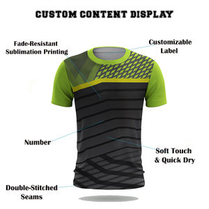 Camiseta Verde Lima Personalizada para Hombre |   Camiseta negra con estampado geométrico |   Camiseta Deportiva Sublimada |   Ropa de Entrenamiento al por Mayor - Product Image 3