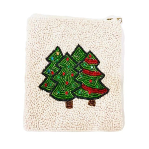 Pochettes pour pièces perlées Pochette pour porte-monnaie brodée à la main sur le thème de Noël Articles perlés personnalisés pour votre conception et votre style - Product Image 1