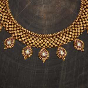 Antique Brass Zircon Short <b>Necklace</b> 184569-Elegant and Timeless for Women's Wedding Occasions - Product Image 3