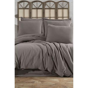 Juego de Funda Nórdica Doble de Muselina 100% Algodón - Lujo Natural Transpirable con Técnica de Tejido para Ropa de Cama del Hogar, Cama Individual, King, Sólido y Cálido - Product Image 3