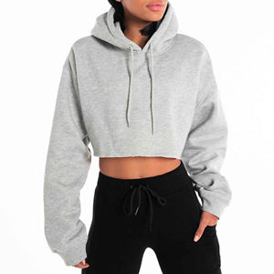 Essential femmes surdimensionné crop hoodies nouveau design tissu polaire Ultra doux design personnalisé couleur gris chiné 2022 - Product Image 1