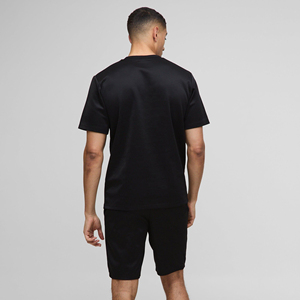 Conjunto para correr para hombre, 2 uds., camiseta de manga corta con cuello redondo de Color sólido y conjunto corto a juego, chándal con logotipo impreso personalizado para hombre, venta al por mayor - Product Image 3