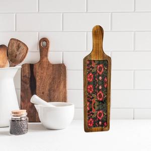 World Craft Impex Bandeja de servicio de madera natural Hecho a mano Rectangular Ecológico Plato de madera Platos y platos con estampado floral - Product Image 4