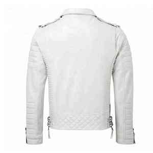 High Quality Fashion <b>Mens</b> <b>White</b> Lamb Leather <b>Jacket</b> With Canvas Fabric Casual Solid Design Breathable <b>Men</b> Leather <b>Jacket</b> - Product Image 2