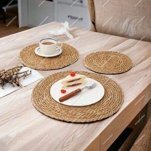 Rattan Cup <b>Coasters</b> and Dining <b>Table</b> Mat Hand Woven Bamboo Sea Grass Rounded Wicker Heat Resistant Placemats for Dinning <b>Table</b> - Product Image 3