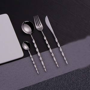 Ensemble de couverts en acier inoxydable coréen noir mat poli avec manche en céramique noire, ensemble de couverts pour les voyages - Product Image 3