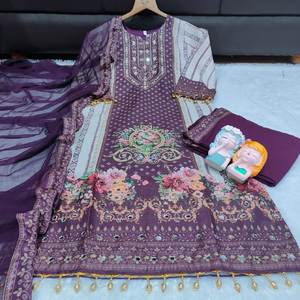 Ensemble pakistanais formel pour femme, nouveau modèle tendance, avec dupatta, imprimé Seemer, broderie fantaisie, style original, miroir à main intégré, traditionnel - Product Image 5