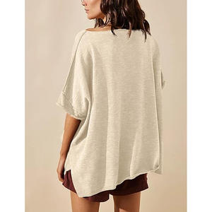 T-shirts pour femmes chemises grande taille T-shirt surdimensionné en coton pour femmes avec logo personnalisé T-shirt 100% coton - Product Image 6