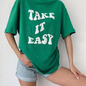 Camiseta de Verano para Mujer, Estilo 2025, Oversize con Estampado Puff, Material de Algodón, Transpirable, de Secado Rápido, Directo de Fábrica - Product Image 1