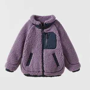 Yüksek kalite düzenli Fit Sherpa ceketler kızlar için 2023/düşük fiyat özel Logo son tasarım Sherpa ceketler kızlar için