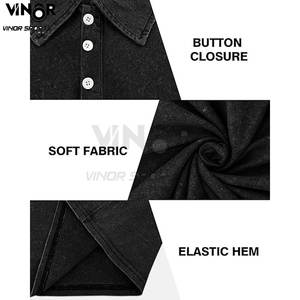 Lona sólida de peso pesado retro desgastada para camisa con diseño personalizado de retales y punto inverso para ropa de calle unisex para hombres - Product Image 5