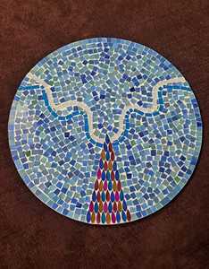 Plat de mosaïque de cuisine de plateau de fromage rond écologique moderne avec la technique d'émail de couleur - Product Image 1