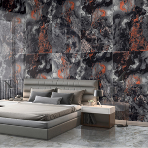 กระเบื้องพอร์ซเลนเคลือบเงาแบบอิตาลี ขนาด 600x1200 มม. ผิวมันเงา ดีไซน์พรีเมียม ลายดำนามธรรม - Product Image 1