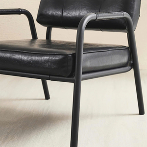 Sillón Moderno Tapizado con Cuero Sintético Negro, Sillón de Lujo Suave para Sala de Estar, Cafetería y Vestíbulo de Hotel - Product Image 5