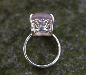925 Sterling Silver Classic Designer Oval Cut Pink <b>Rose</b> <b>Quartz</b> <b>Ring</b> January Birthstone Engagement Style Bezel Setting Jewelry - Product Image 3