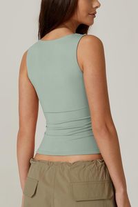 Camisetas sin mangas de doble capa con cuello cuadrado para mujer - Product Image 4