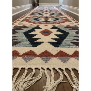 Handwoven Chenille Navajo Runner <b>Rug</b> Southwestern Boho Tribal Kilim Washable Hallway & Staircase <b>Rug</b> - Product Image 3