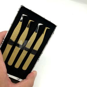 Pince à cils professionnelle de haute qualité avec logo personnalisé à 45 degrés en acier inoxydable avec pointe pointue en argent doré - Product Image 2