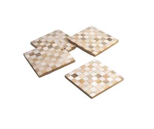 Ensemble de dessous-de-verre en bois et résine de forme carrée de couleur marron pour la décoration de table, articles ménagers pour la cuisine, style personnalisé, nouveau style - Product Image 1
