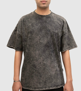T-shirt délavé à l'acide de style vintage pour hommes T-shirt surdimensionné en coton épais imprimé sur mesure en gros à bas prix pour hommes - Product Image 3
