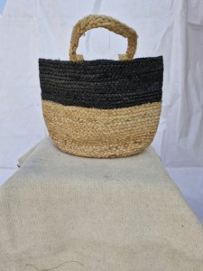Haute qualité écologique naturel Jute fait à la main femmes sac à main lisse seau forme solide poignée à la mode été printemps - Product Image 3