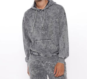 Ensemble de survêtement décontracté pour homme en coton 100% avec capuche et effet délavé, idéal pour le sport et le quotidien, respirant et à séchage rapide - Product Image 6