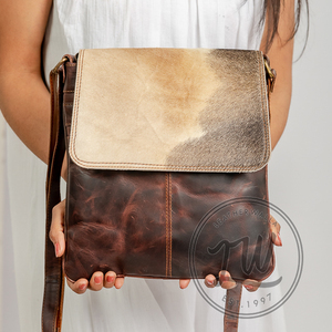 LW Custom Sac à bandoulière en cuir véritable pour femme Noir Marron Frange Sangle unique Vintage Bohemian Handbag Purse 'Hair Bag' - Product Image 4