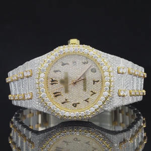 Cadran arabe HPHT Lab Grown Diamond Watch Iced Out en acier inoxydable mouvement automatique suisse montre de luxe pour hommes en gros - Product Image 6