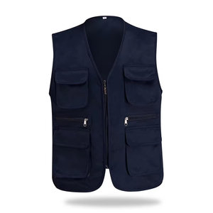 Logo personnalisé hommes gilets gilets vente en gros pur coton grande taille gilet multi-poches gilet de pêche - Product Image 3