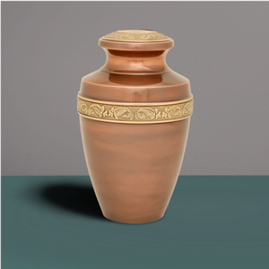 Urne de crémation en cuivre Design élégant Urne funéraire avec bande florale Urne de stockage en laiton pour cendres humaines adultes - Product Image 4