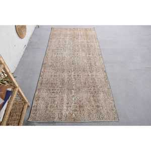 Alfombra Vintage de Lana Marrón y Beige, Alfombra de Felpa con Patrón de Retales de 3,2X6,9 Pies para Pasillo Rectángulo de 10mm de Espesor, Nuevo Modelo de Látex - Product Image 1