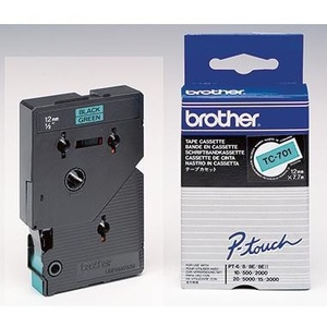 Cinta de Etiquetas Brother P-touch TC-701, 12 mm x 7.7 m (Ancho x Largo), Verde y Negro, Suministros para Impresora - Product Image 1