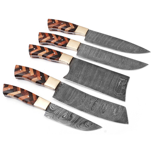 Juego de Cuchillos de Chef de Acero de Damasco con Mango Personalizado, Juego de Cuchillos de Chef de Acero de Damasco Hechos a Mano con Acabado Elegante - Product Image 2