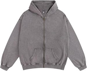 Nouveau design – Sweats à capuche d'hiver pour hommes 100 % coton molletonné avec fermeture éclair, délavage acide, personnalisables, faible MOQ, vente en gros, fabriqués au Pakistan - Product Image 5