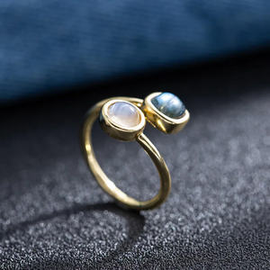 Top qualité Pietersite 8x10mm forme ronde Labradorite pierres précieuses ensemble de lunette 925 argent Sterling plaqué or bague et bijoux de mode - Product Image 4