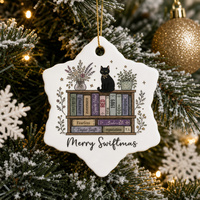 Ornement en céramique hexagonal artistique, motif chat noir, décoration suspendue, ornement de Noël pour cadeau de Secret Santa