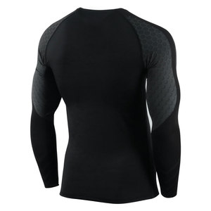 Factory Supply High Collar Quick Dry Long Sleeve <b>Mens</b> <b>Compression</b> <b>Shirt</b> Rashguard Polyester/Nylon UPF50+ Breathable - Product Image 2