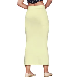 Cotton Blended Shape Wear Saree Petticoat Women Bottom Wear Long Skirts Yellow