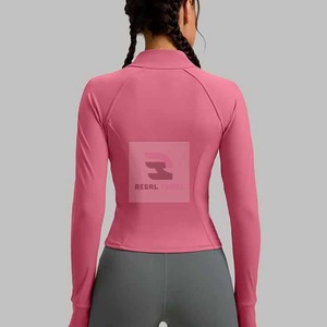 Chaquetas deportivas con cremallera para mujer al por mayor, chaqueta de yoga con logotipo personalizado - Product Image 3