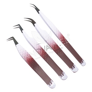 Pince à épiler en acier inoxydable noir Pince à cils professionnelle incurvée de haute qualité Pince à épiler à isolation coudée Meilleur fournisseur - Product Image 5